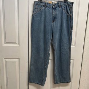 Schmidt Utility Workwear Blue Denim Jeans Size 38 x 32 Relaxed Fit NWT